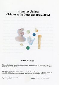 Book, Anita Barker, From the Ashes Children at the Coach & Horses Hotel, 2008