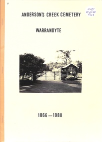 Book, Anderson's Creek Cemetery - Warrandyte