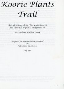 Book, Koori Plants Trail, 1998
