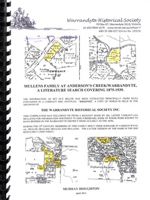 Book, Mullens Family at Anderson's Creek/Warrandyte