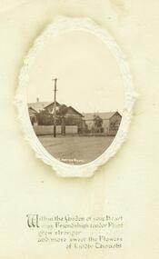 Photograph, Greeting Card with Photo of Mechanics Institute and Methodist Church, Whitehorse Rd, Ringwood c1910-1920