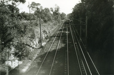 Photograph-B&W, Joan Walker, East Ringwood 2000-Taken from the Eastfield Road Bridge looking towards the East Ringwood Station, 2000