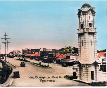 Photograph, View of War Memorial and Main Street Ringwood, est >1928