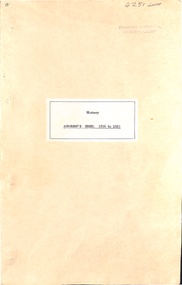 Document - Report, History of Anderson's Creek 1856-1865 by W.W.L. Radden January 1965