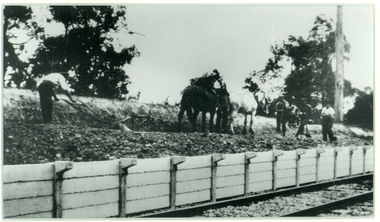 Photograph, Mansourah Picture Framing, Building Heathmont Railway Station Platform by Wieland Brothers 1926, 1926