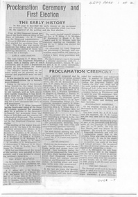Newspaper - Cuttings, Newspaper cuttings (Ringwood) relating to Kennedy and Pratt Families, Proclamation Ceremony of Borough of Ringwood and first election. 22 Dec 1949