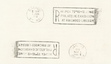 card, Postmaster General's Dept, Philatelic Exhibition Ringwood Library 1972 - card, 1972