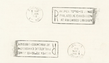 Ephemera, Commemorative Postmark - Philatelic Exhibition Ringwood Library 1972