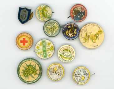 Badge - Badges, Collection of Wattle Day and War Chest Day badges, c. 1918