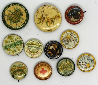 Ephemera - Badges, Collection of Wattle Day and War Chest Day badges, c. 1918