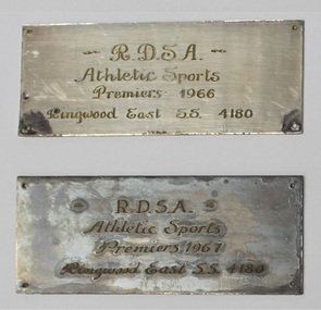 Award, RDSA / Ringwood East State School Premiers engraved award base plates - 1966 & 1967, 1966