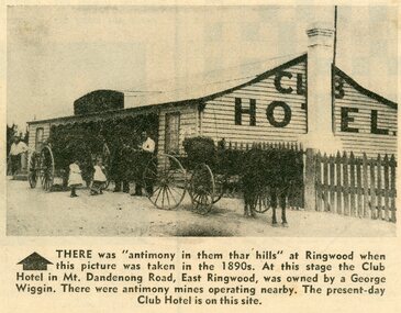 Photograph - Newspaper Clipping, Early View of Club Hotel, Ringwood East