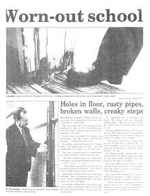 Newspaper - Newspaper Cutting, Worn-Out School, c. 1954