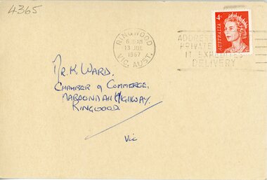 Card - Invitation, Ringwood Historical Research Group AGM Invitation card 1967, 26-Jul-67