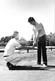 Photograph, Ringwood Golf Club Pro, Peter Harvey, giving a pupil a lesson and photo of four ladies putting out on the 8th green. (undated), unknown