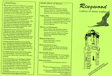 Pamphlet, Computer Enterprise group, Ist.class of 1993, Ringwood/ Croydon Skillshare, Ringwood Place of Many Eagles Calendar of events 1993, 1993