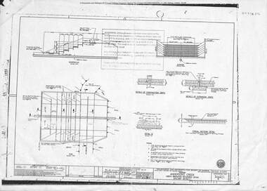 Plan, Metropolitan board of Works, North Ringwood retarding basin, energy dissipaters and spillway details, 31-May-79