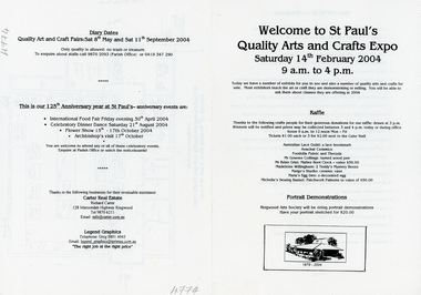 Pamphlet, St. Paul's Quality Arts and Crafts Expo - Ringwood - 2004, 14-Feb-04