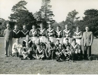 Photograph, Photograph of football team and four officials. B&W. Perhaps Bayswater Football Club circa 1960s