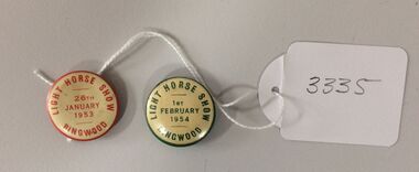 Badge, Ringwood Light Horse Show badges - 26th Jan 1953 and 1st Feb 1954, 1953