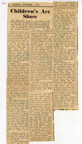 Newspaper, Ringwood Children's Art Show Saturday 27 October 1956
