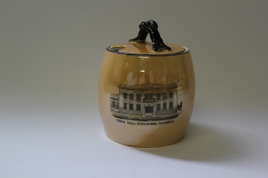 Ceramic - Sugar/Jam Bowl, Royal Sydney China, Ringwood Town Hall commemorative jar, c. 1950s