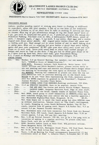 Newsletter, Heathmont Ladies Probus Club Newsletter October 1992, Oct-92