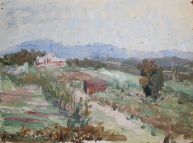 Painting - Oil, Charles Wheeler, Orchard In Wantirna Road - oil on board.  Unsigned, reportedly by Charles Wheeler (1881-1977), c.1900