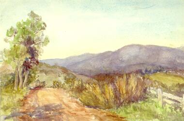 Painting, Winifred Miles, "Mullum Road" (Ringwood) - Water colour on paper by Winifred Miles (1884-1944), Undated, later than 1910