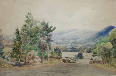 Painting, Margaret Robbie, "Dandenongs From Wantirna" - Water colour on paper by Margaret Robbie, circa 1950s