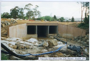 photograph, Eastlink Ringwood Bypass Construction-Mullum Ck-Near Suda Av 14/10/95