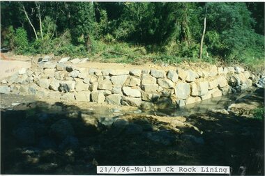 photograph, Eastlink Ringwood Bypass Construction-Mullum Ck Rock Lining 21/1/96