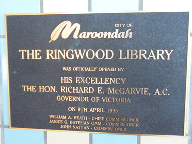 Photograph - Multiple, Ringwood Library located in Melbourne Street, Ringwood in 2008. Opened on 8 April 1995 by His Excellency The Hon. Richard E. McGarvie A.C, 2008