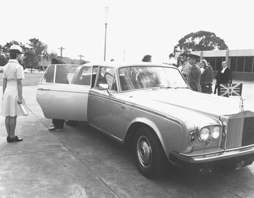 Photograph, Official opening of the Karralyka Centre, Mines Road, Ringwood on 19/4/1980 - Victorian Governor Sir Henry Winneke arriving, 19-Apr-80