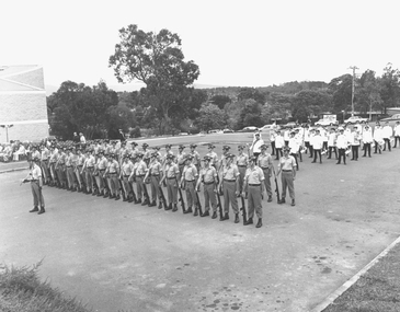 Photograph, Official opening of the Karralyka Centre, Mines Road, Ringwood on 19/4/1980 - Army Parade, 19-Apr-80
