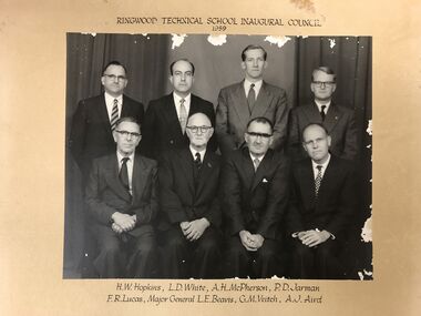 Photograph - In Frame, Ringwood Technical School Inaugural School Council 1959, 1959