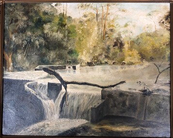 Painting, "Busch's Weir" - Oil on canvas by Hermann Otto ("Hof") Busch (1880-1960), 1953