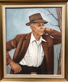 Painting, Hugh Coleman.  Oil on canvas by D. Barrett, 1954
