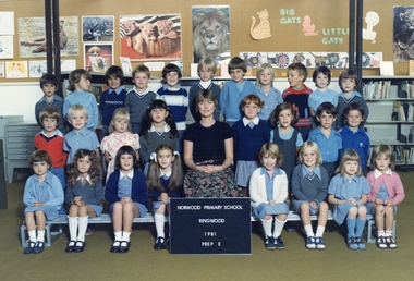 Photograph, Norwood Primary School, Ringwood, class photo and names Prep E in 1981