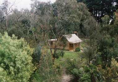 Photograph, Miner’s Cottage restored at Ringwood Lake 26th November 1992, view from mine derrick