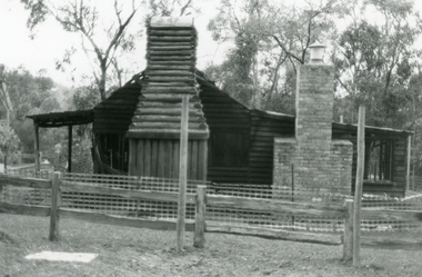 Photograph, Miner’s Hut, Ringwood Lake, after fire 20th September 1991