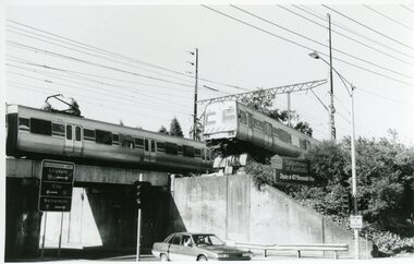 Photograph, Train Accident - Wantirna Rd Railway Bridge, Ringwood 1992