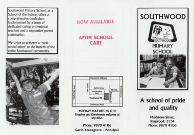 Pamphlet, Southwood Primary School (Ringwood) advertising flyer