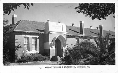 Postcard, Postcard and souvenir photograph - Murray Views No. 5 - State School, Ringwood, Vic