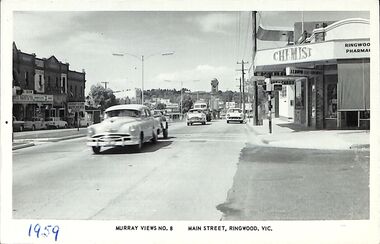 Postcard, Photograph - Murray Views No.8 - Main Street, Ringwood, Vic