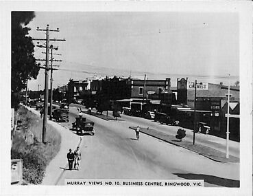 Postcard, Souvenir photograph - Murray Views No.10. Business Centre, Ringwood, Vic