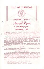 Pamphlet, Ringwood Council's Annual Report To The Ratepayers (December 1963)