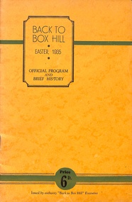Book, Back to Box Hill, Easter, 1935 - Official Program and Brief History, 1935