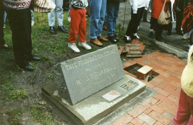 Photograph, Ringwood SS Centenary, Original Foundation Stone with plaques, August 1989, 1989