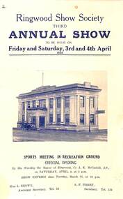 Booklet, Ringwood Show Society Third Annual Show, 1936